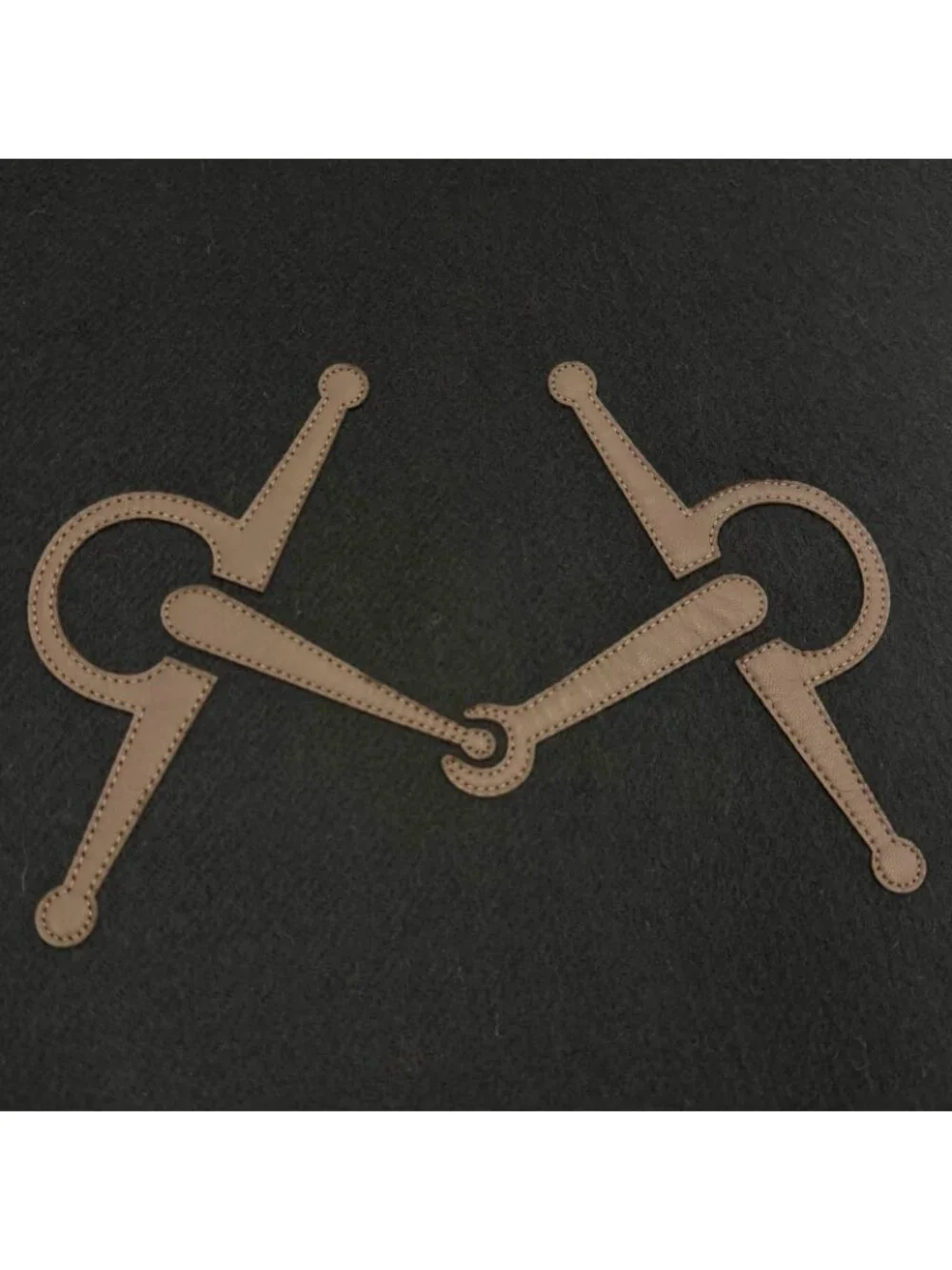 ★SOLD★ Hermes Cashmere Black Brown Ebony Leather Horsebit Logo Embroidery - Picture 6 of 8